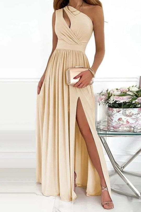 Brette | Robe de soirée une épaule avec fente pour femmes