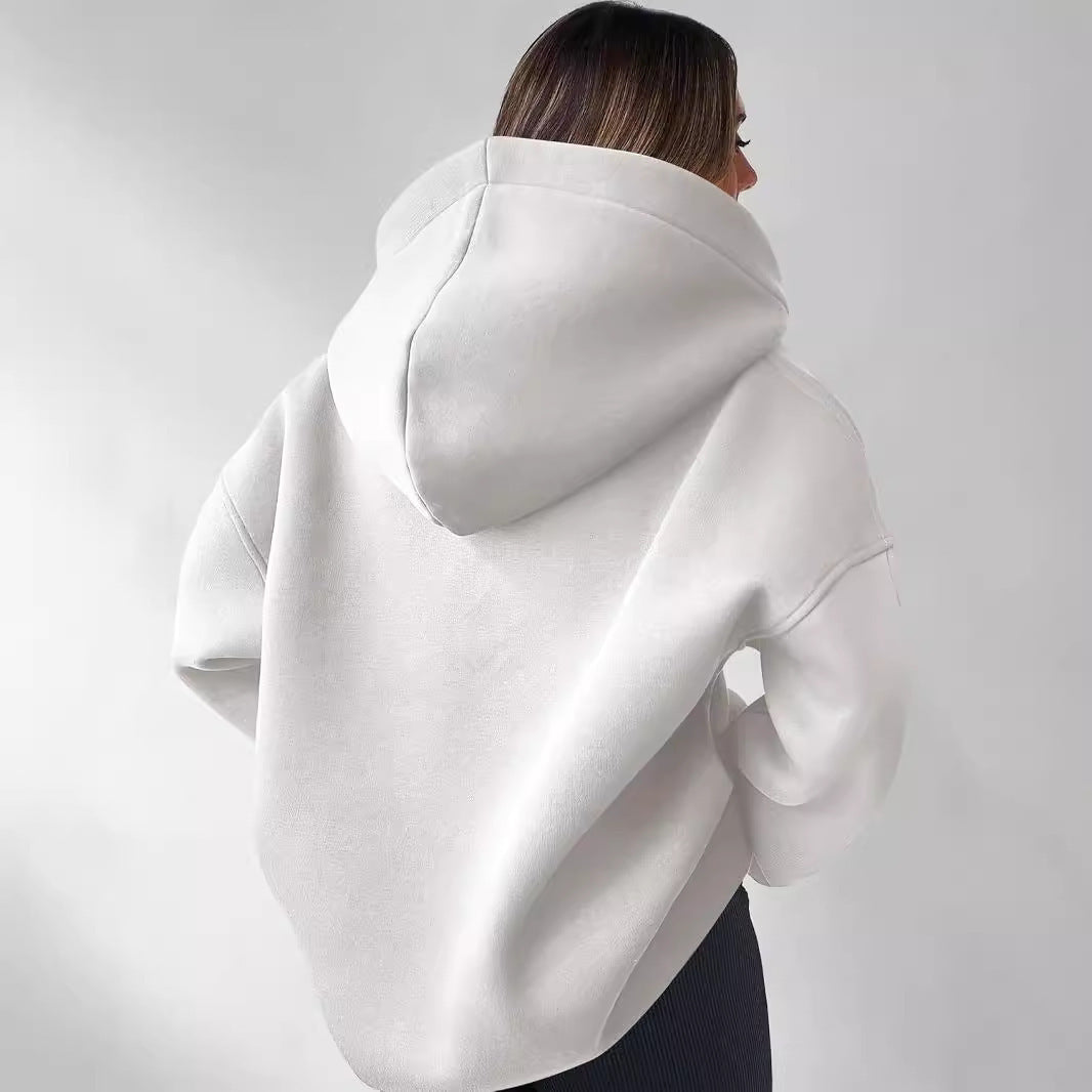 Sweat À Capuche Uni Pour Femmes | Ample À Manches Longues Automne/Hiver
