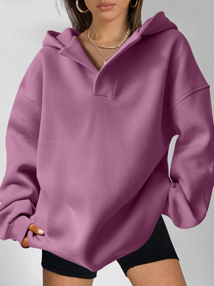 Sweat À Capuche Uni Pour Femmes | Ample À Manches Longues Automne/Hiver