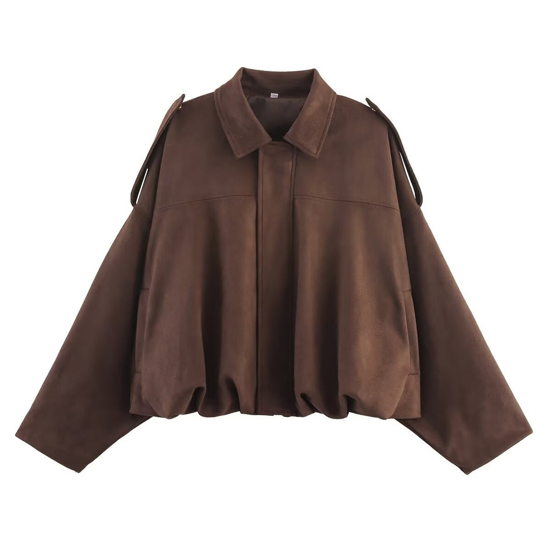 Veste Oversize Style Suède Pour Femmes – Manteau Décontracté Automne/Hiver Avec Poches