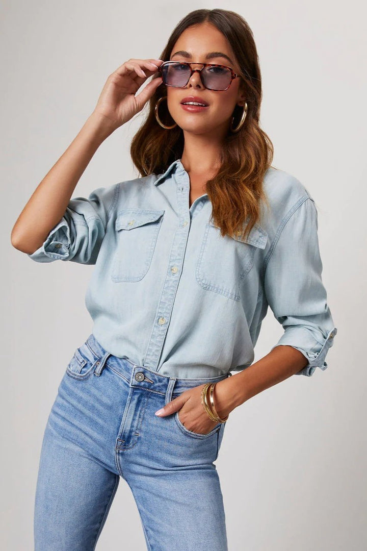 Chemise en Jean Décontractée – Coupe Droite & Bleu Authentique