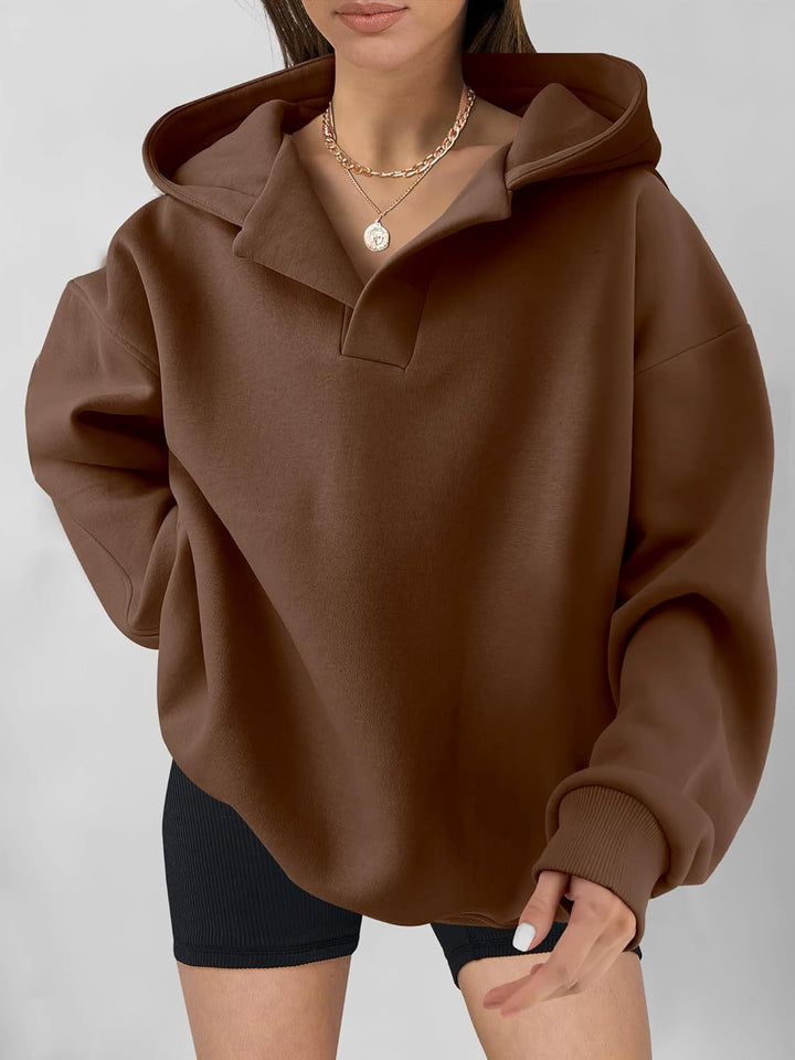 Sweat À Capuche Uni Pour Femmes | Ample À Manches Longues Automne/Hiver