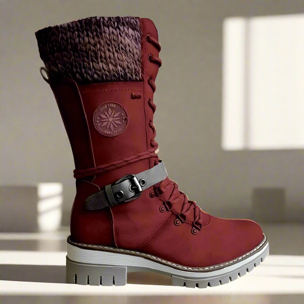 Bottines Montantes en Cuir Synthétique | Doublure Chaude | Style et Confort