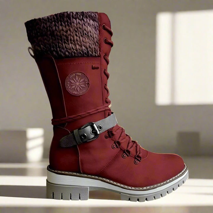Bottines Montantes en Cuir Synthétique | Doublure Chaude | Style et Confort