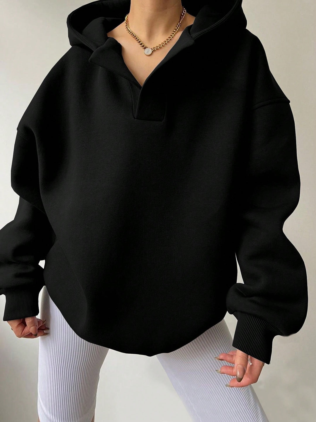 Sweat À Capuche Uni Pour Femmes | Ample À Manches Longues Automne/Hiver