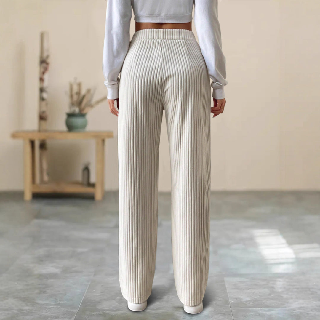 Pantalon Rayé Taille Haute Ample Décontracté Pour Femmes – Pantalon Chic Automne/Hiver