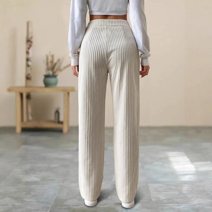 Pantalon Rayé Taille Haute Ample Décontracté Pour Femmes – Pantalon Chic Automne/Hiver