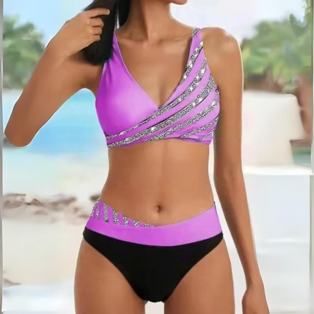 Alea | Bikini colorblock avec haut croisé pour femmes