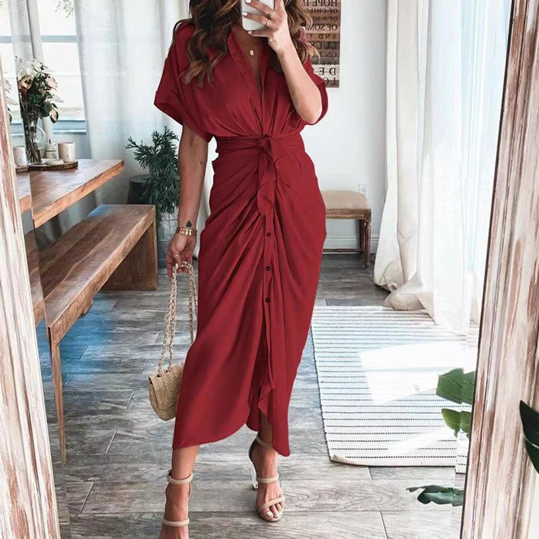 Belinda | Robe à boutons avec détail à la taille pour femmes