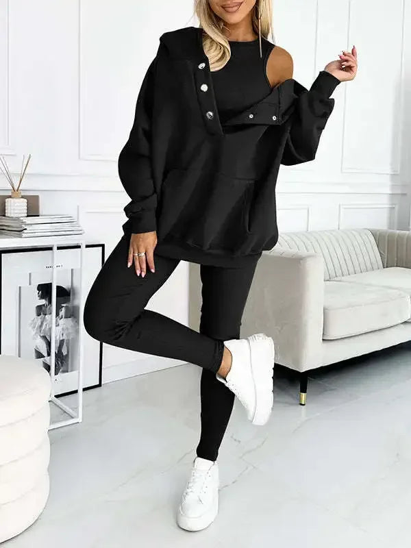 Ensemble Sweat & Pantalon | Col Zippé | Style Décontracté et Confortable