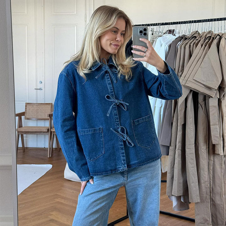 Veste en Denim avec Cordons | Style Décontracté | 100 % Coton
