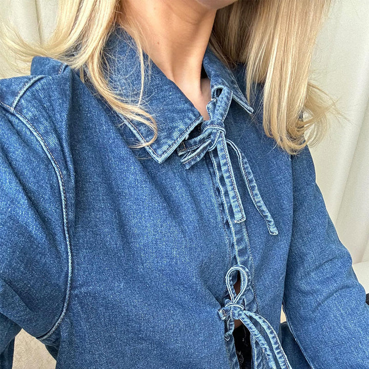Veste en Denim avec Cordons | Style Décontracté | 100 % Coton