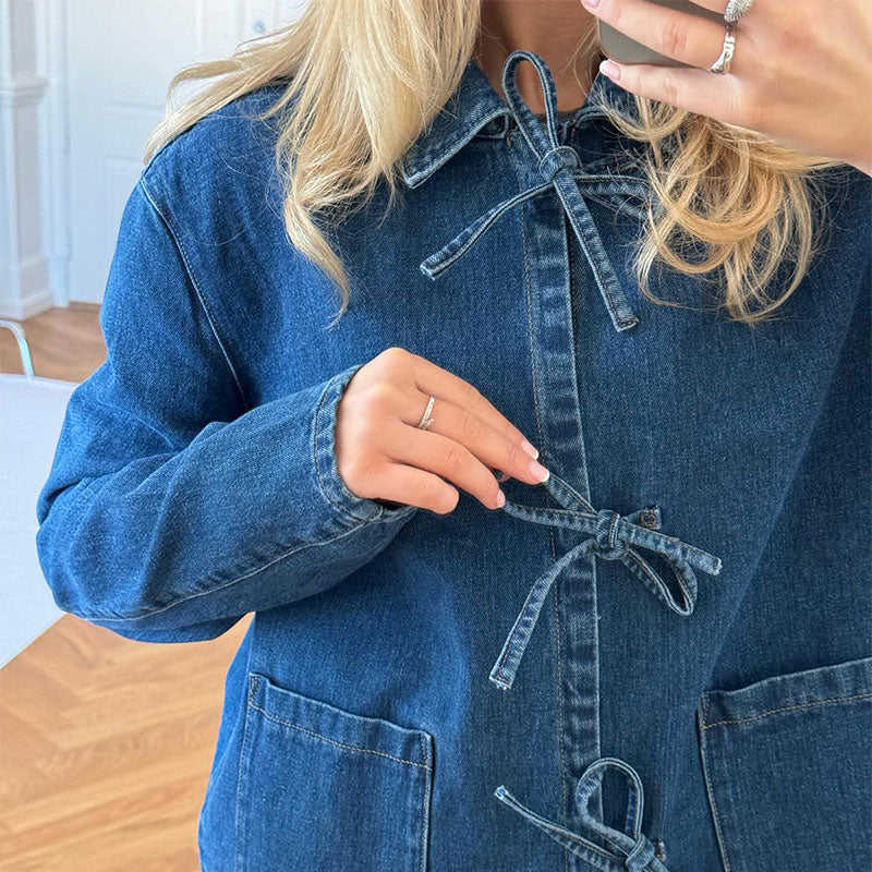 Veste en Denim avec Cordons | Style Décontracté | 100 % Coton