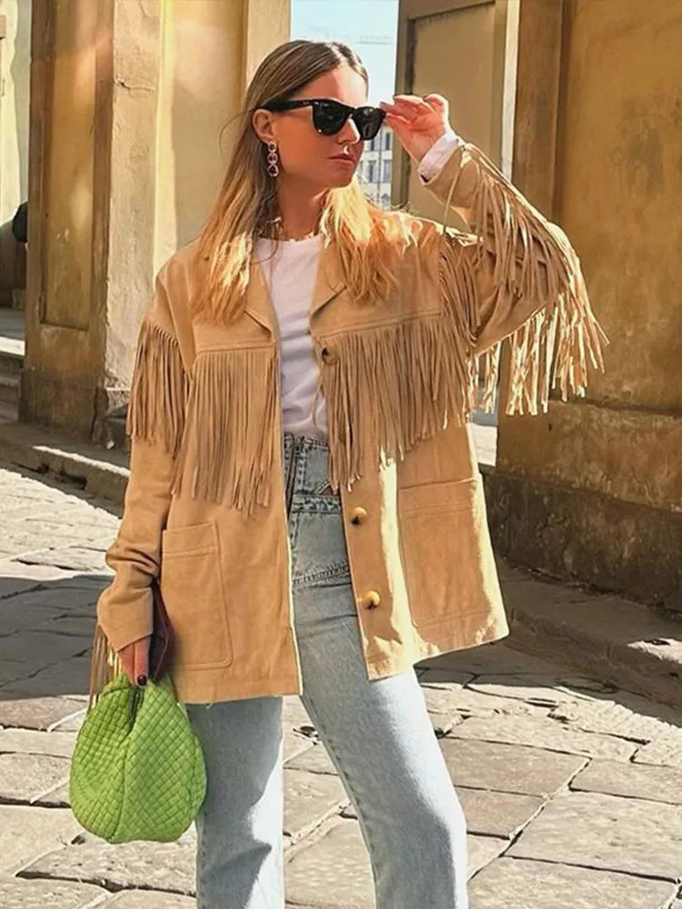 Camila Suede Fringe Jacket for Boho-Chic Western Style