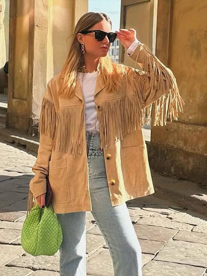 Camila Suede Fringe Jacket for Boho-Chic Western Style