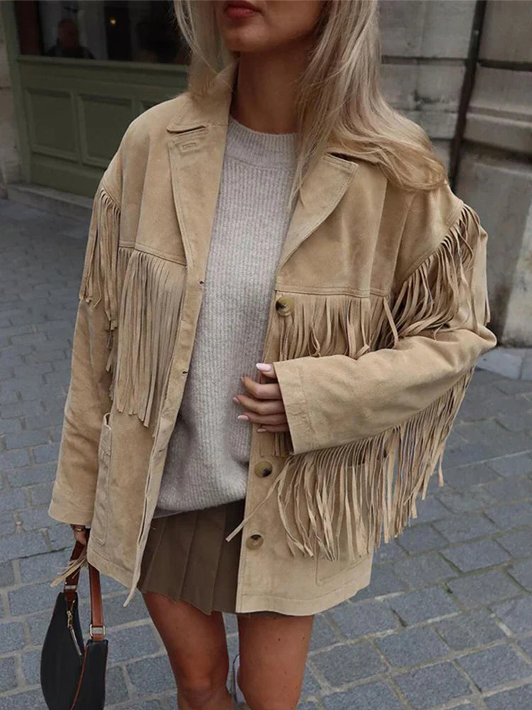 Camila Suede Fringe Jacket for Boho-Chic Western Style