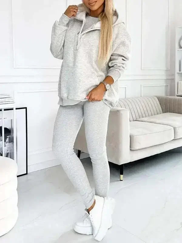 Ensemble Sweat & Pantalon | Col Zippé | Style Décontracté et Confortable