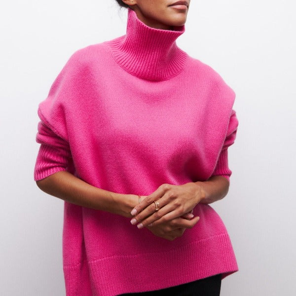 Pull Oversize à Col Roulé | Laine Mélangée | Confortable et Élégant