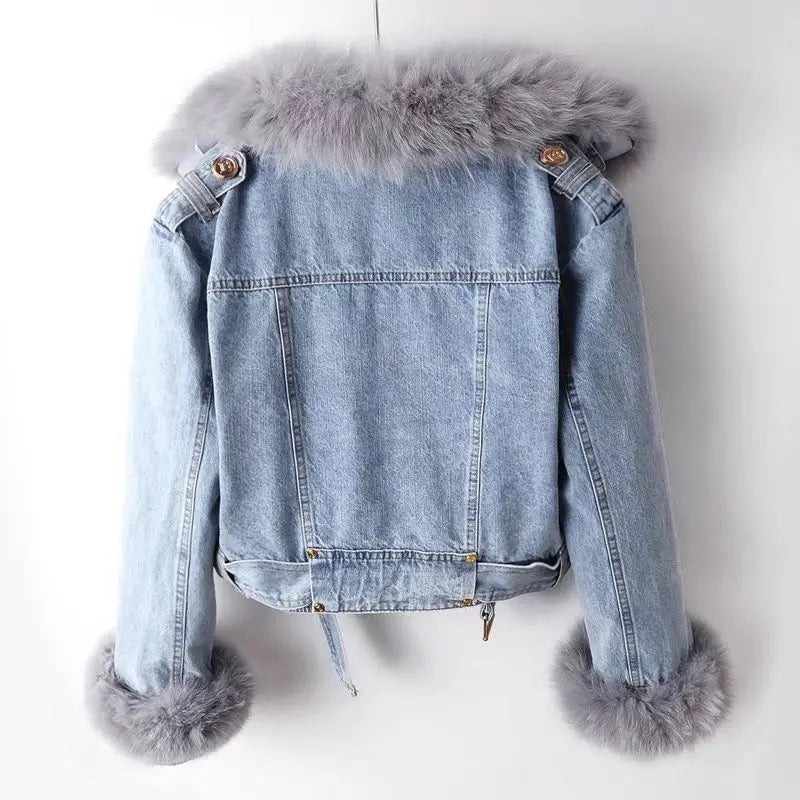 Veste en Jean avec Fausse Fourrure | Glamour & Audacieuse | Coupe Courte