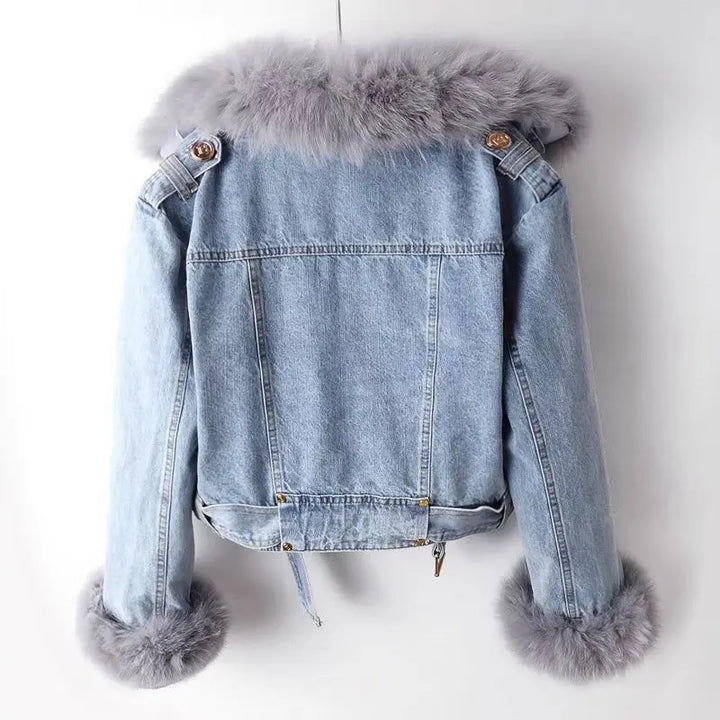 Veste en Jean avec Fausse Fourrure | Glamour & Audacieuse | Coupe Courte
