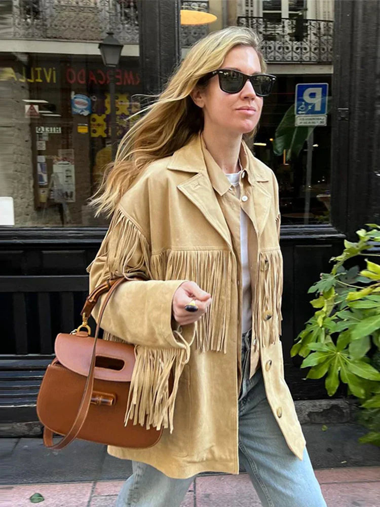 Camila Suede Fringe Jacket for Boho-Chic Western Style