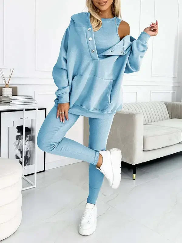 Ensemble Sweat & Pantalon | Col Zippé | Style Décontracté et Confortable
