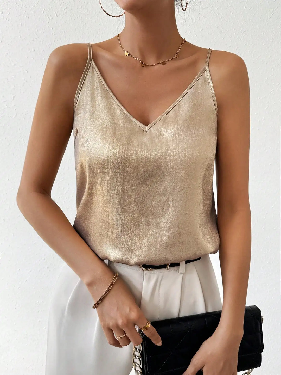 Céline | Top cami à décolleté en V avec bretelles fines pour femmes