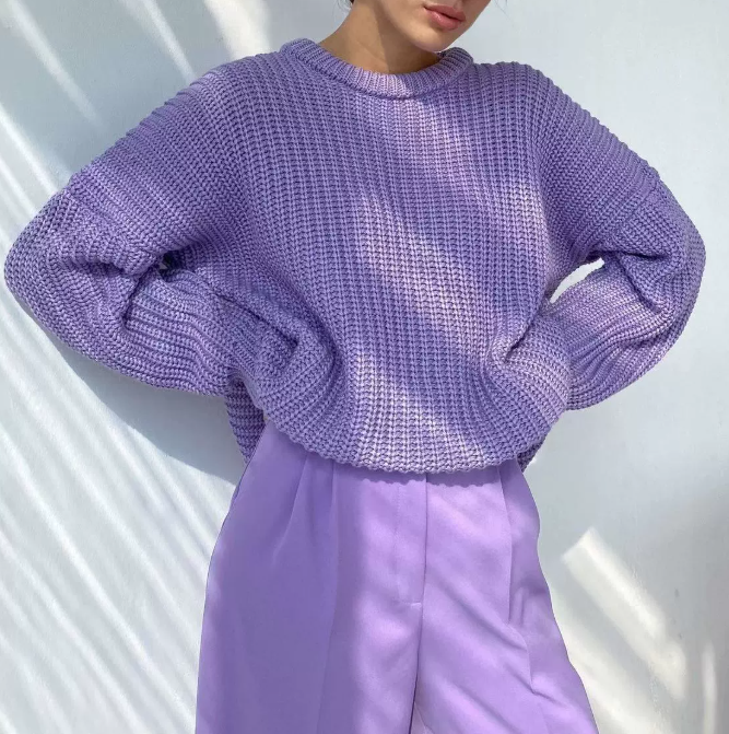 Pull oversize femme en maille – bleu ciel, lavande, rose fuchsia, blanc cassé, beige taupe – du S au XL
