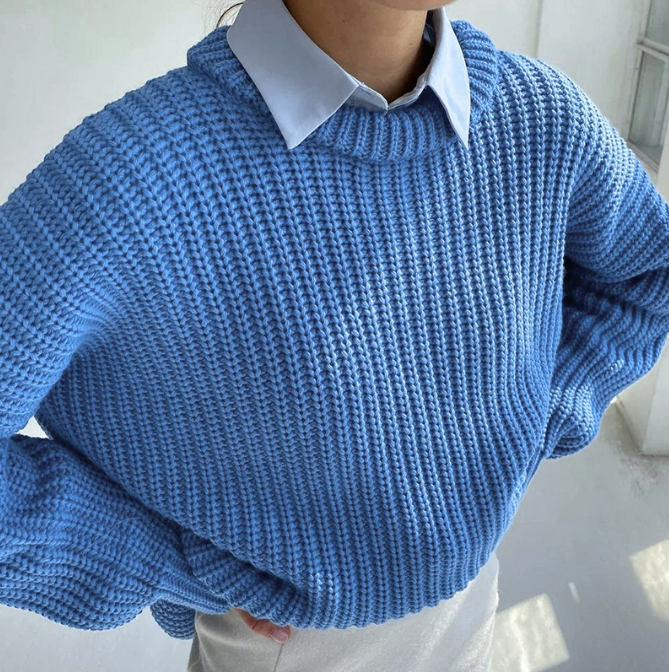 Pull oversize femme en maille – bleu ciel, lavande, rose fuchsia, blanc cassé, beige taupe – du S au XL