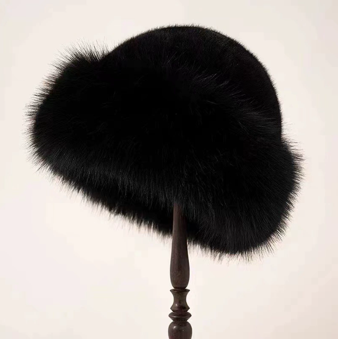 Chapeau femme hiver élégant fausse fourrure – noir, marron, blanc