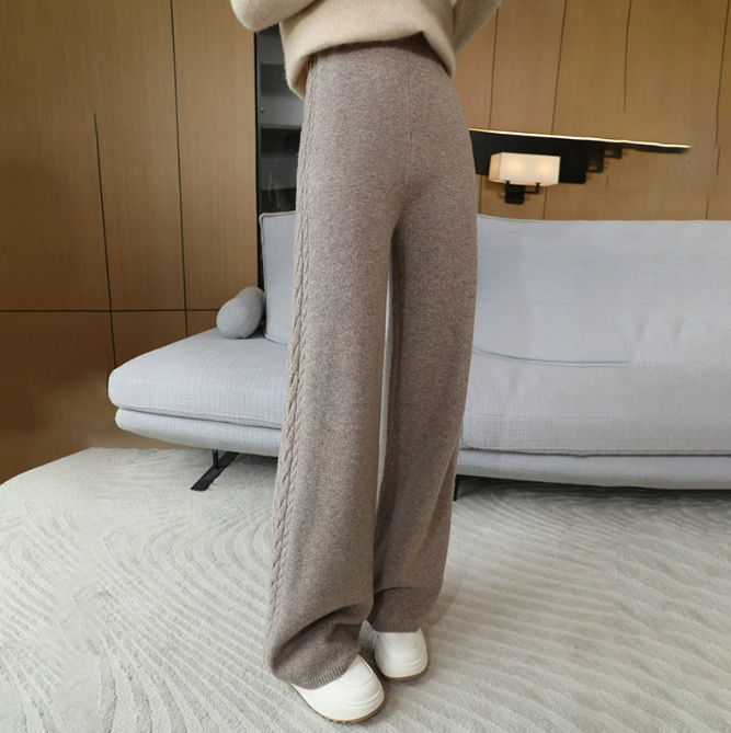 Pantalon femme en 100% laine australienne haut de gamme – coupe large – 6 couleurs – S à XXXL