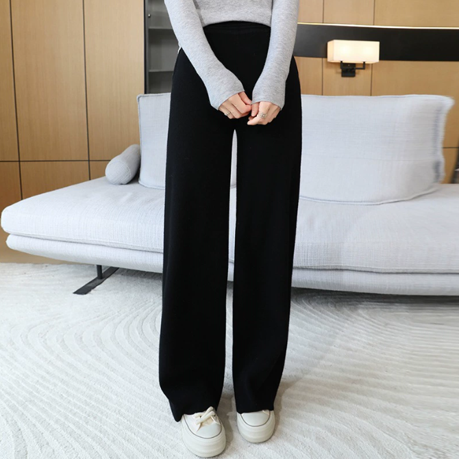 Pantalon femme en 100% laine australienne haut de gamme – coupe large – 6 couleurs – S à XXXL