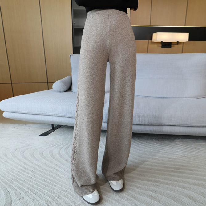 Pantalon femme en 100% laine australienne haut de gamme – coupe large – 6 couleurs – S à XXXL