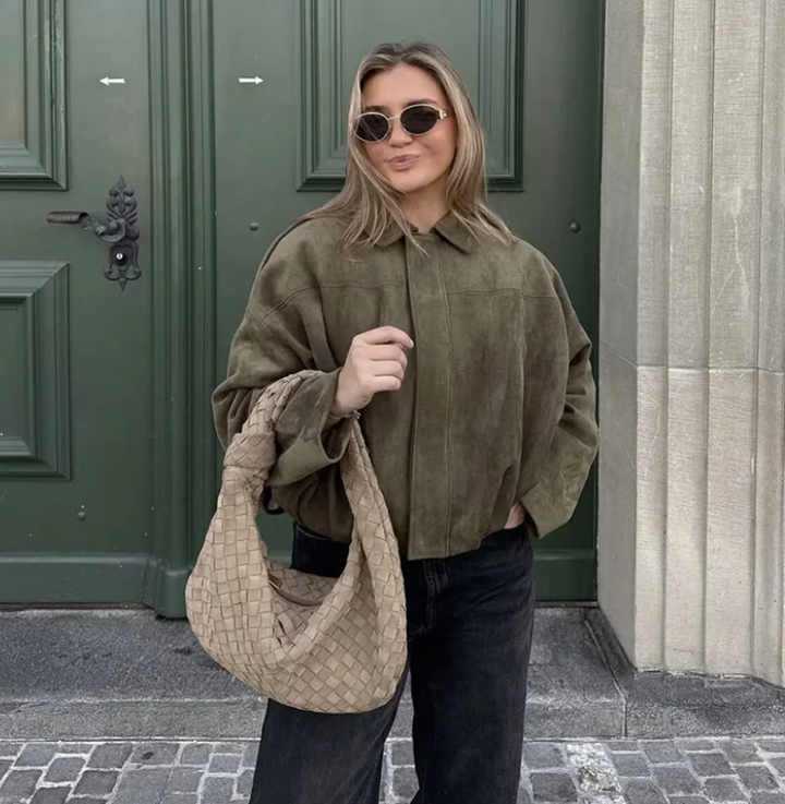 Veste Oversize Style Suède Pour Femmes – Manteau Décontracté Automne/Hiver Avec Poches