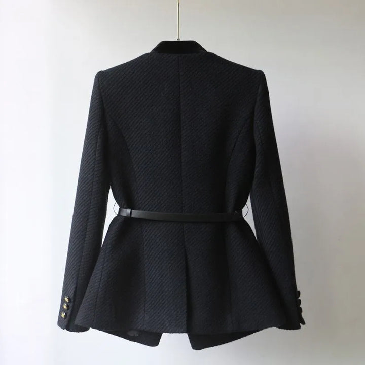 Veste Structurée à Ceinture | Col Officier | Élégance Intemporelle