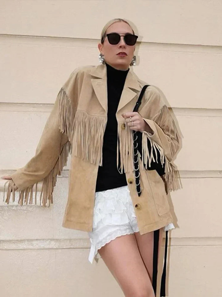 Camila Suede Fringe Jacket for Boho-Chic Western Style