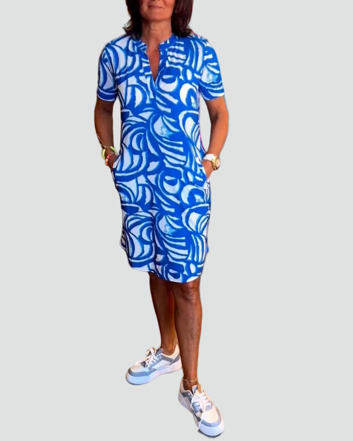 Ajas | Robe à manches courtes pour femme avec imprimé abstrait