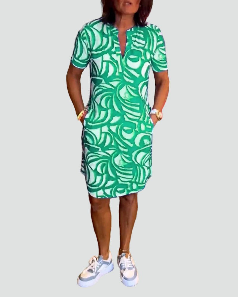Ajas | Robe à manches courtes pour femme avec imprimé abstrait