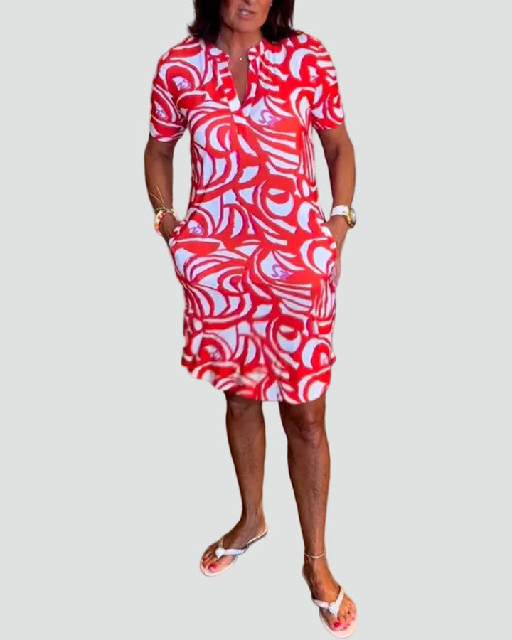 Ajas | Robe à manches courtes pour femme avec imprimé abstrait