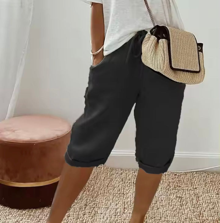 Breezia | Short Bermuda Taille Haute Lin Coupe Ample Casual Été Pour Femme