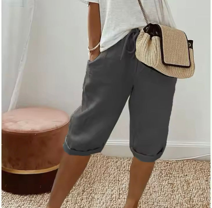 Breezia | Short Bermuda Taille Haute Lin Coupe Ample Casual Été Pour Femme