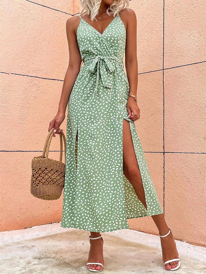Robe Midi Évasion – Coupe Fluide & Pois Légers d’Été