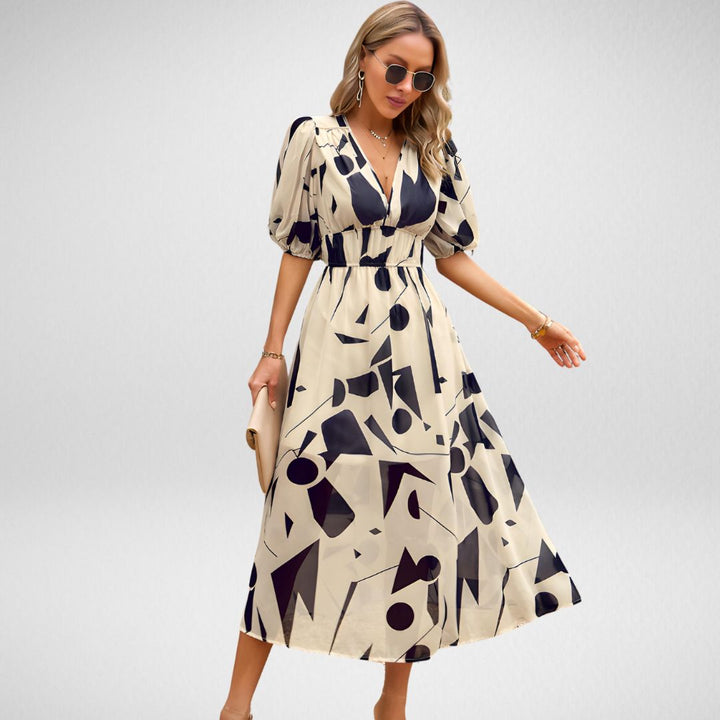 Robe Mi-Longue Imprimée | Coupe Portefeuille | Style Été Élégant
