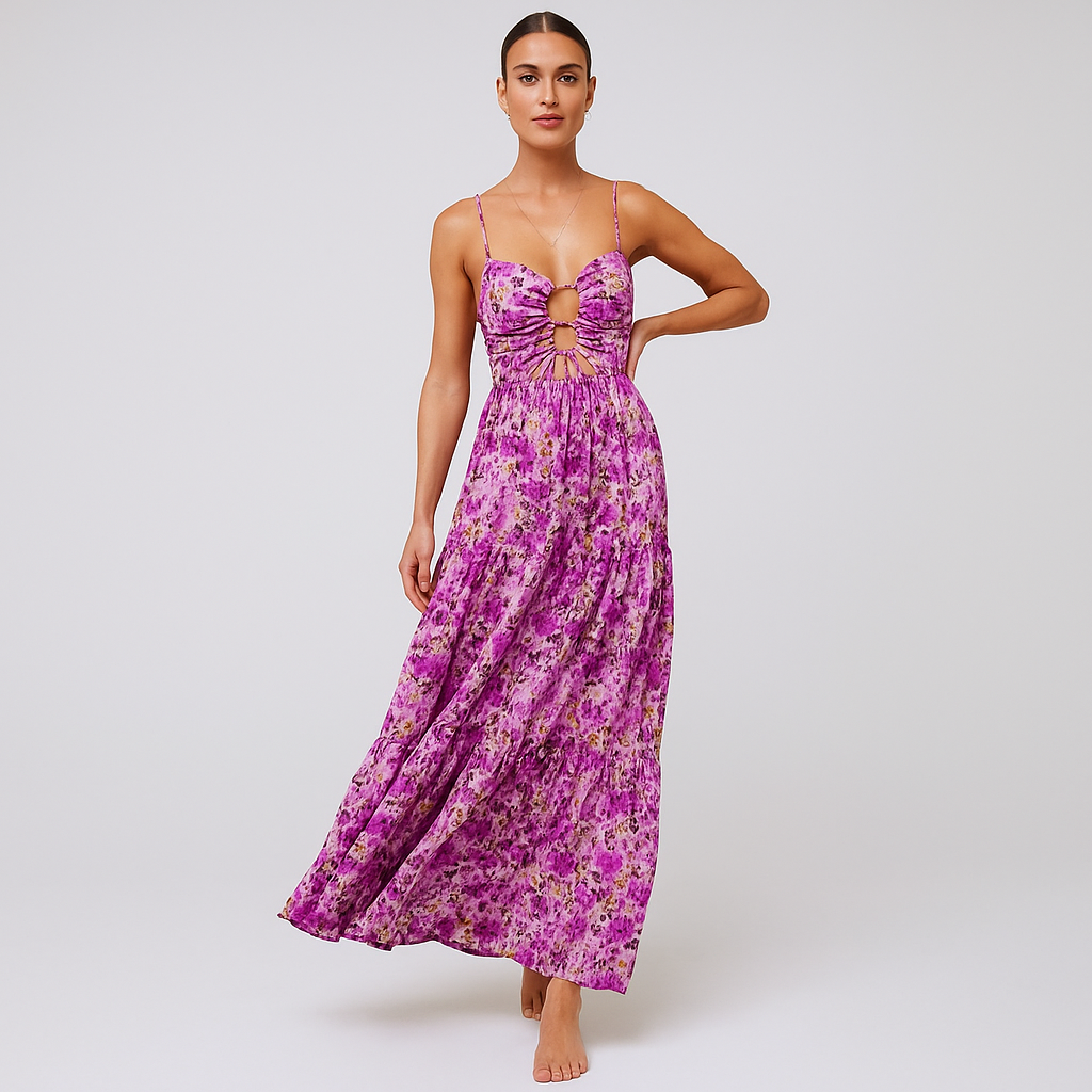 Robe Longue Bustier Fleurie – Légère & Parfaite pour l’Été