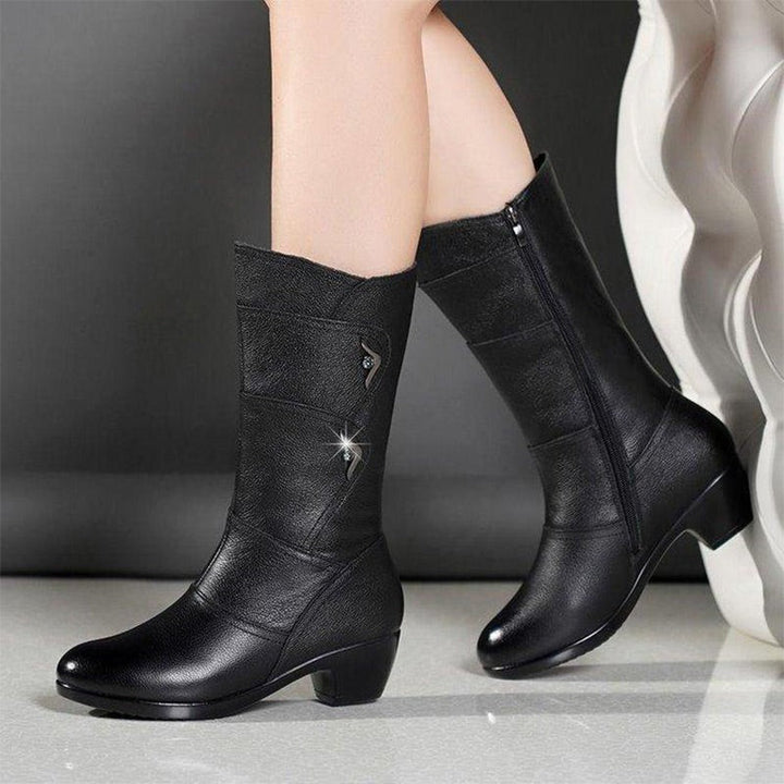 Bottines Mi-Hautes Élégantes | Talon Confortable | Noir Intemporel