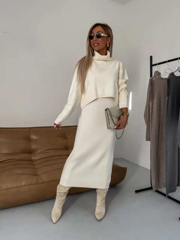 Ensemble Robe en Maille et Pull Court | Élégant et Confortable | Look Moderne