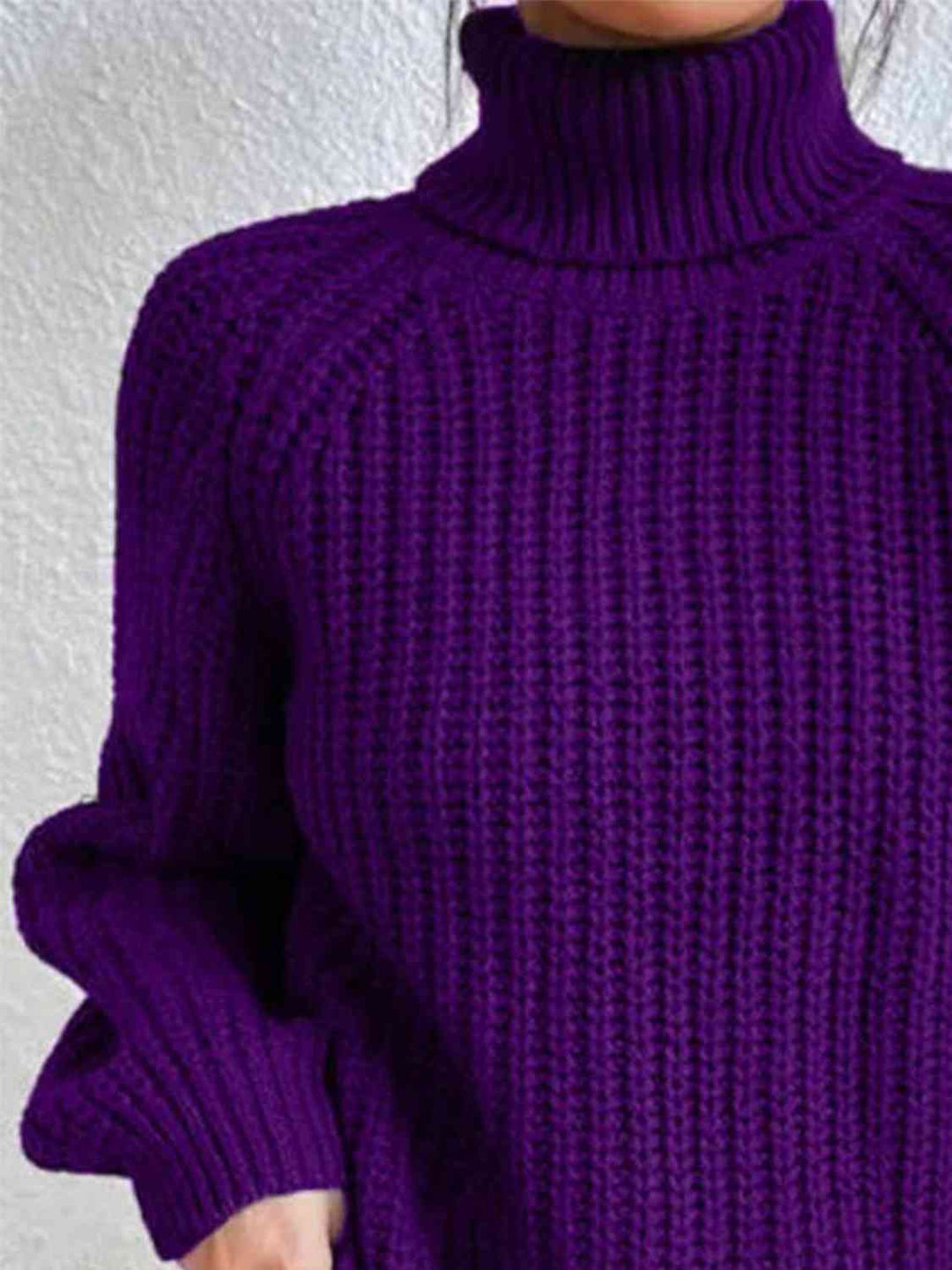 Pull Fendu À Col Roulé En Maille Côtelée Pour Femmes – Tricot Chic Automne/Hiver