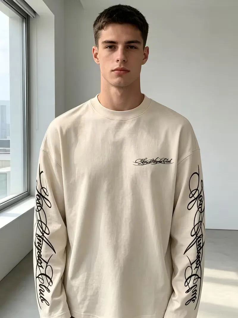 Pull Homme à Manches Imprimées – Abricot