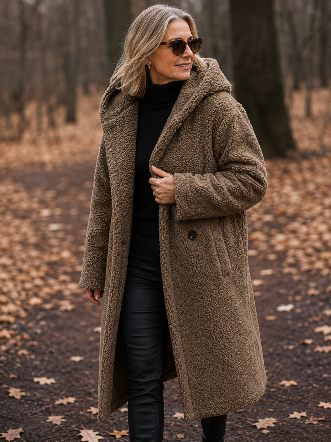 Manteau long douillet à capuche – Albicocca