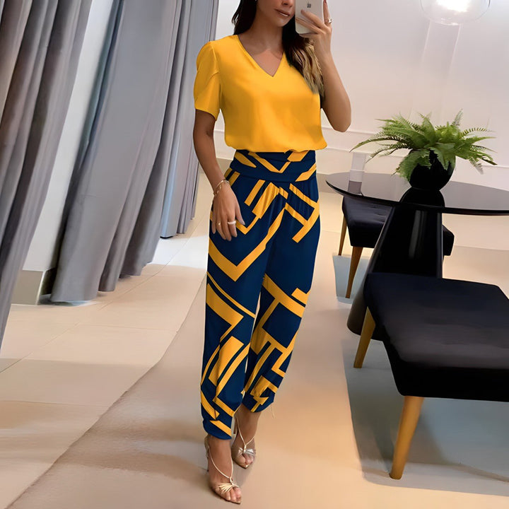 Ensemble Tunique et Pantalon Imprimé | Élégant et Moderne | Look Polyvalent